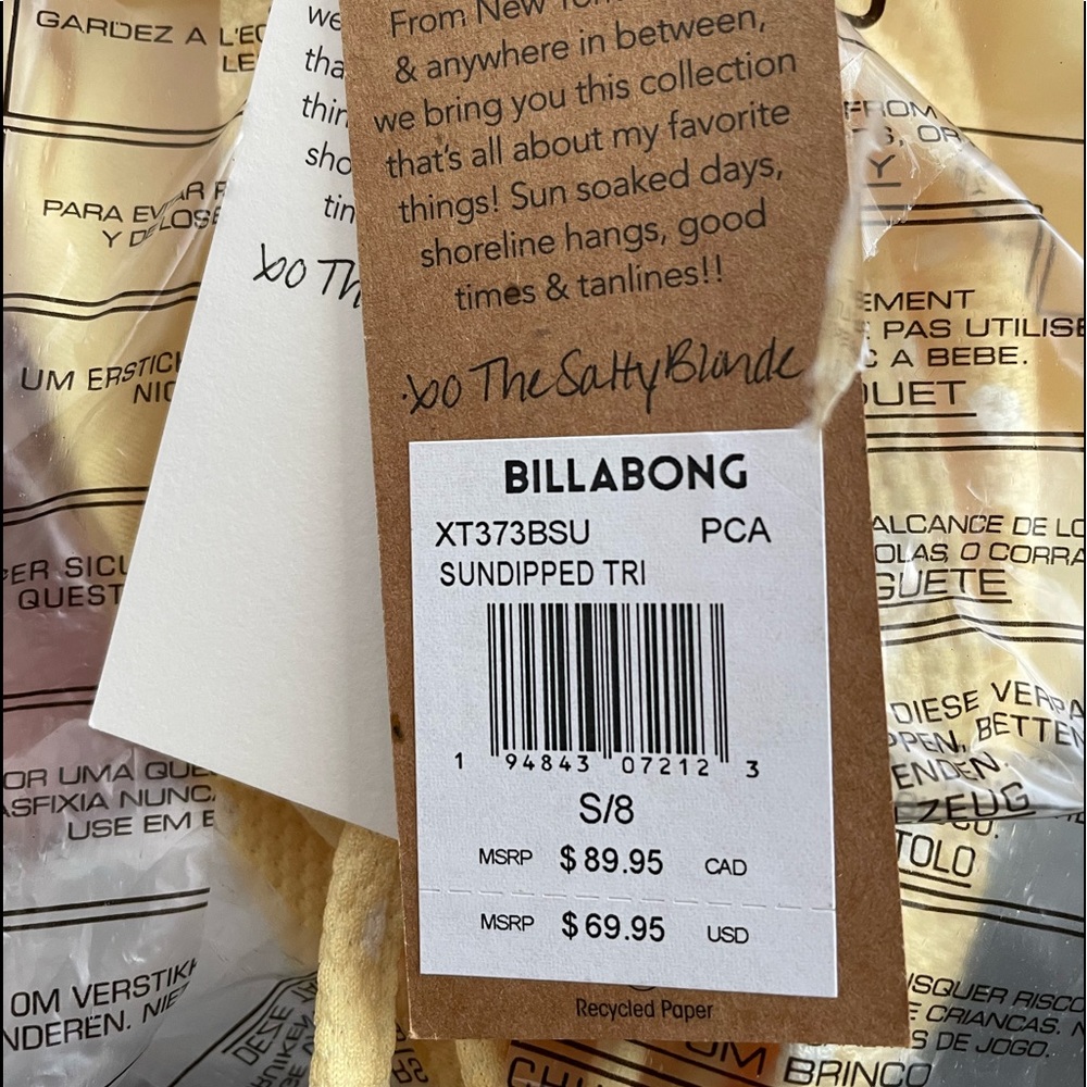 🆕 NWT Billabong x The Salty Blonde Sun-Dipped Pina Colada Bikini Top - Small - Picture 3 of 4